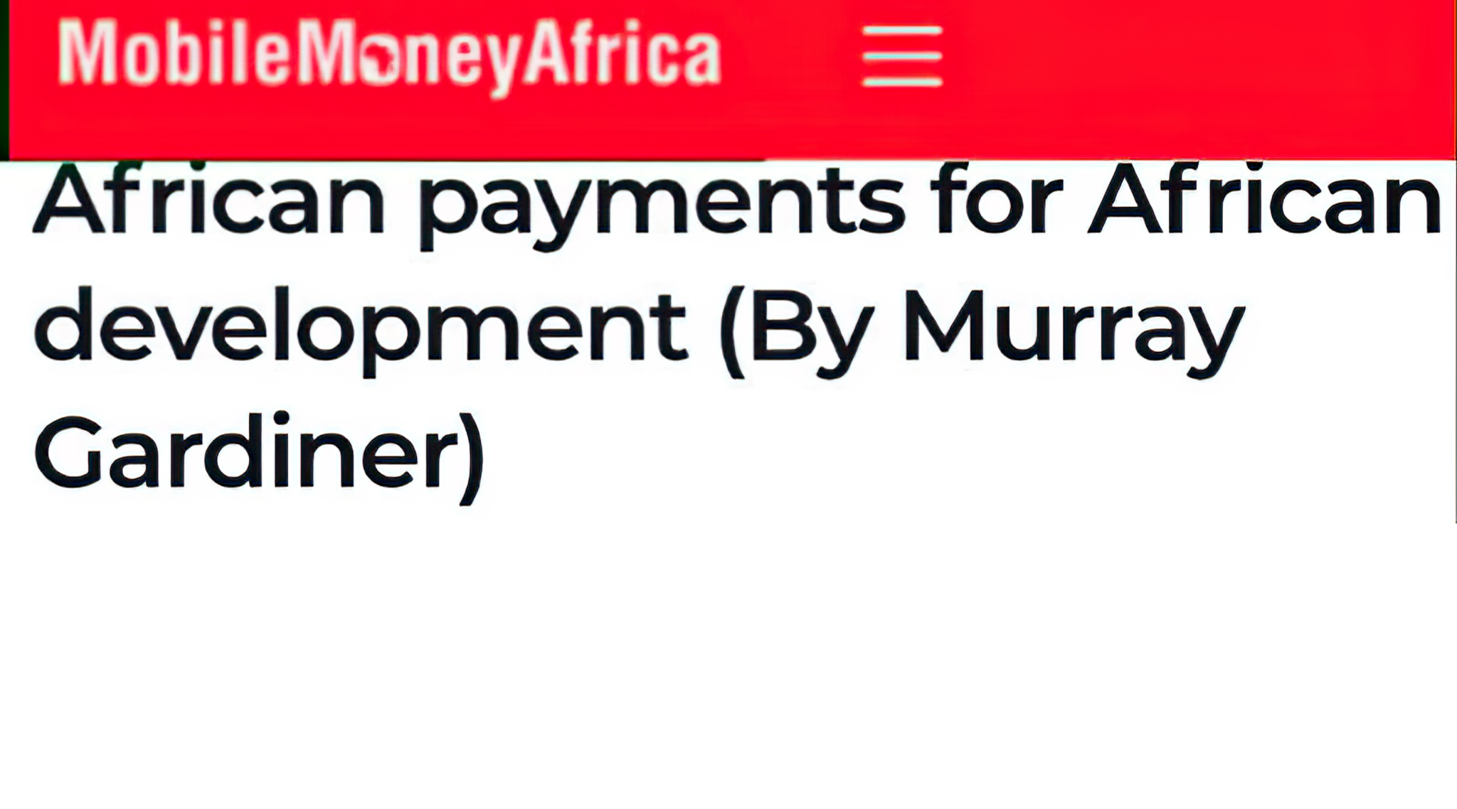 African payments for African development (By Murray Gardiner)